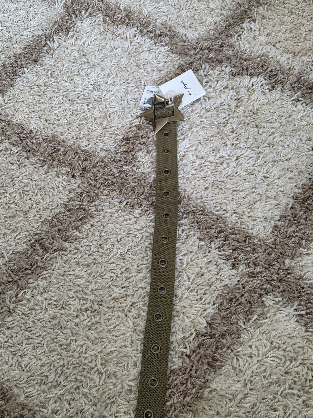 Free People Olive Green Star Buckle Canvas Belt